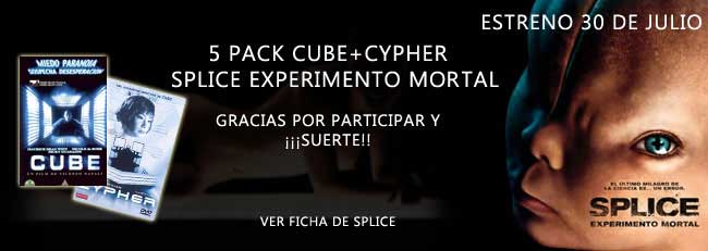 Ganadores del concurso SPLICE: DVD de CUBE + CYPHER