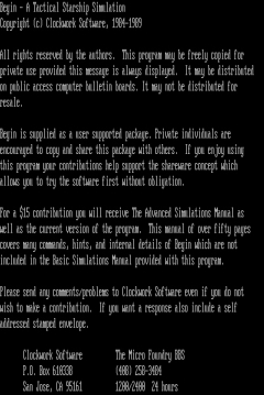 Poster Begin: A Tactical Starship Simulation