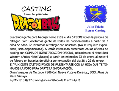 Dragon Ball en Durango (México), se necesitan 1500 extras... - Dragon Ball en Durango (México), se necesitan 1500 extras... -