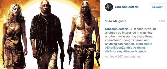 ¿Te gustaría ver una secuela de ‘Los Renegados del Diablo’? ¡Rob Zombie pregunta!