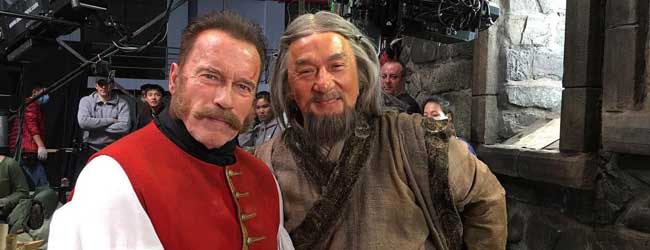 Chan y Schwarzenegger en el set de la secuela de ‘Viy’