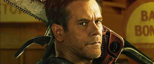 Kevin Bacon en el póster de la serie de Prime Video “The Bondsman”... ¡con motosierra  en mano!